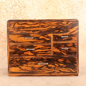 Vintage Japanese Wooden Sewing Box / Haribako Persimmon(24J-494-3)