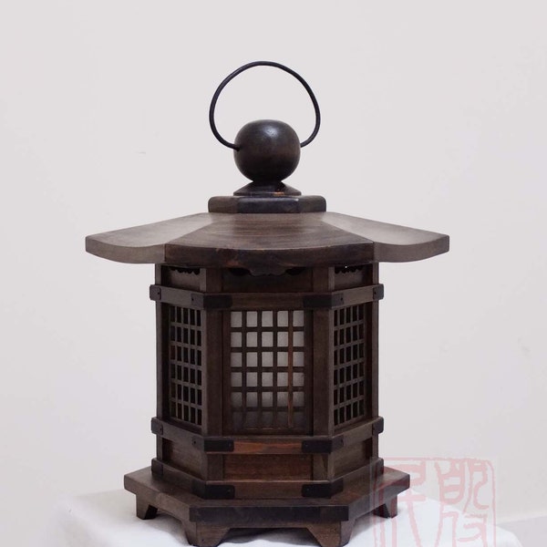 Japanese style lantern, made of solid fir wood.  (WL1)