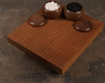 木製 19路 囲碁盤 Vintage Japanese Go board Vintage Japanese Go Board Set, Kaya Wood : Slate & Clam Shell