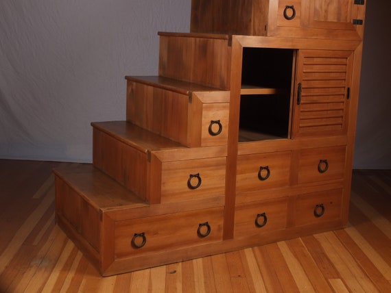 Antique Japanese Kaidan Tansu Step Chest 2 Section (23F-E14) - Etsy
