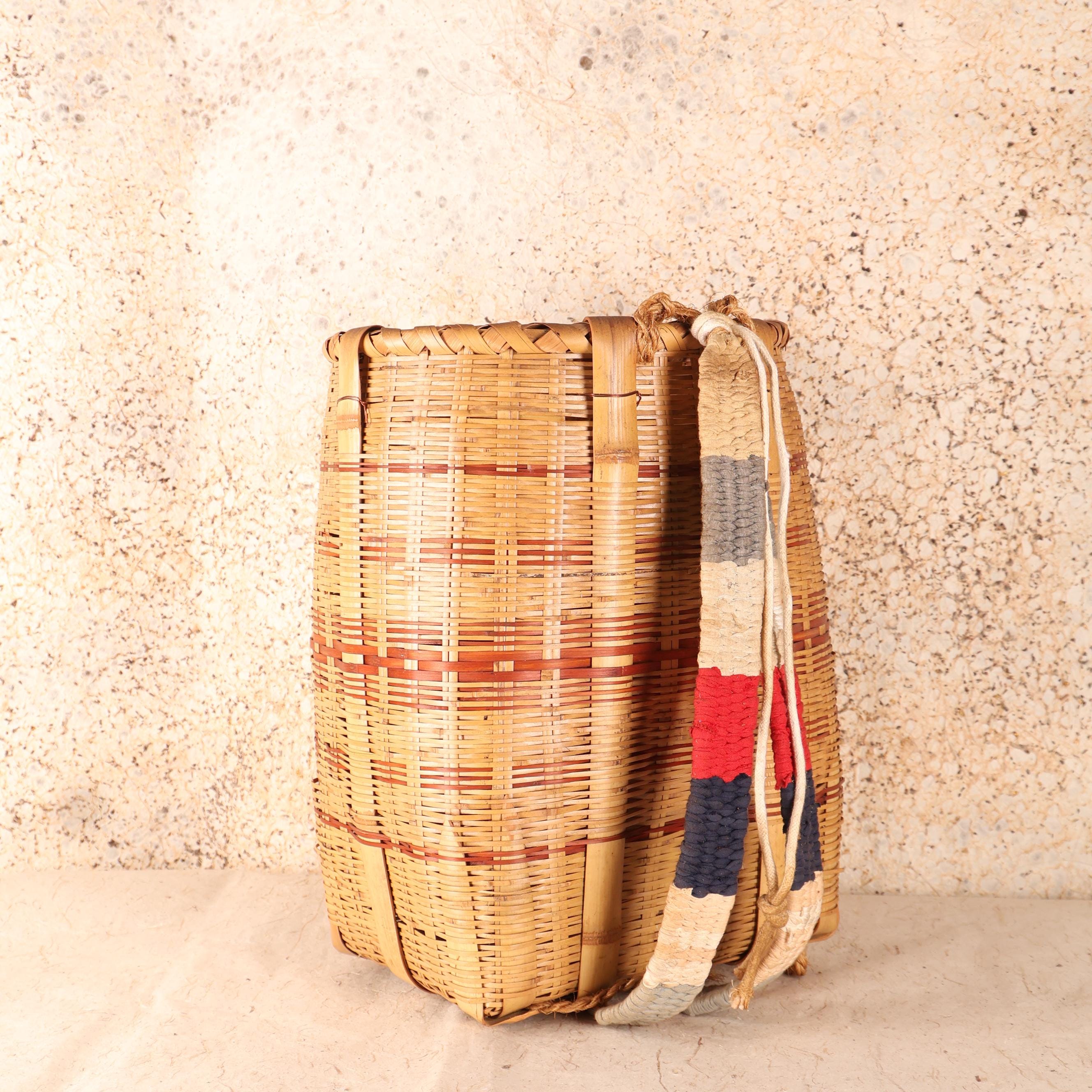 竹製バスケット(昭和初期) 古い竹かご 竹細工 竹のバスケット | cocon