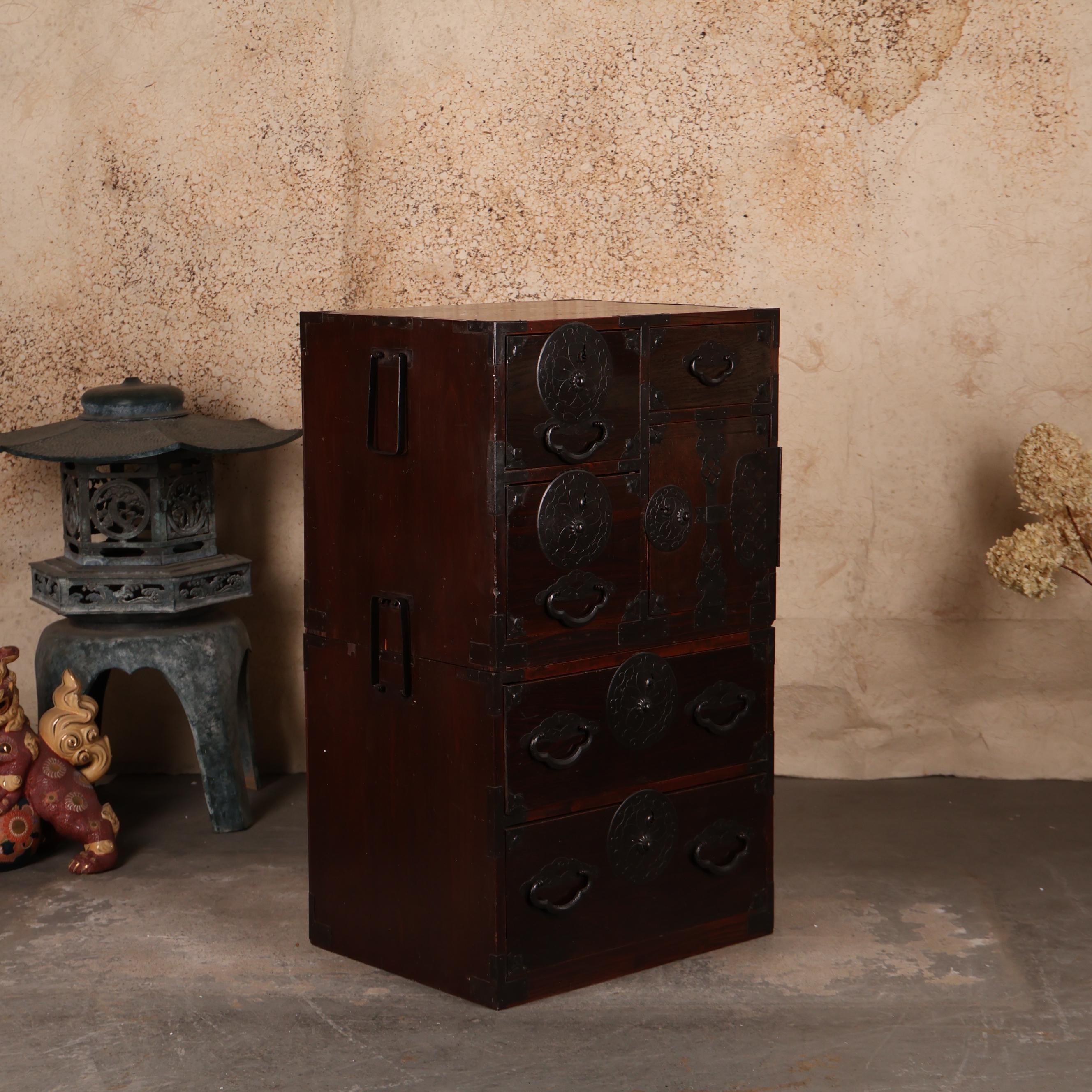 Antique Japanese Two Section Small Tansu Chest (25D-G048) - Etsy