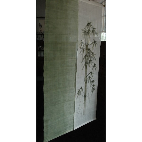 Cortina tradicional de lino tipo noren para puerta. (05KD85) 89 cm de ancho x 149 cm de largo