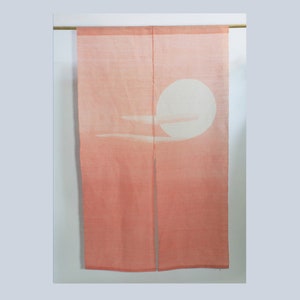 traditional linen noren, door way curtain. full moon and cloud (WE05-324) 35"W x 59"L