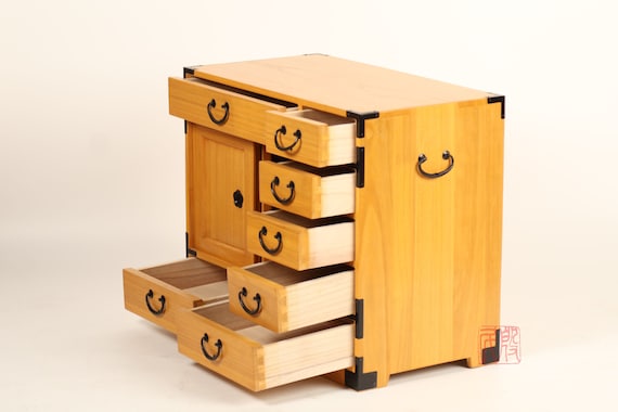 Japanese Tansu Style Artisan's Chest, Hand Made With Solid Kiri