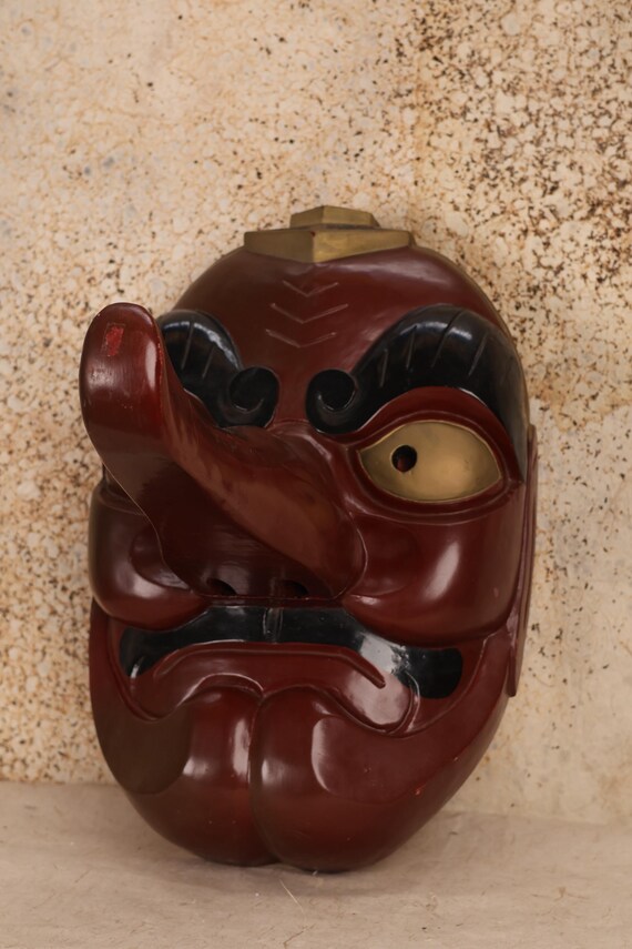 GIANT Japanese Large Wooden Tengu Mask (24J-506) View 3