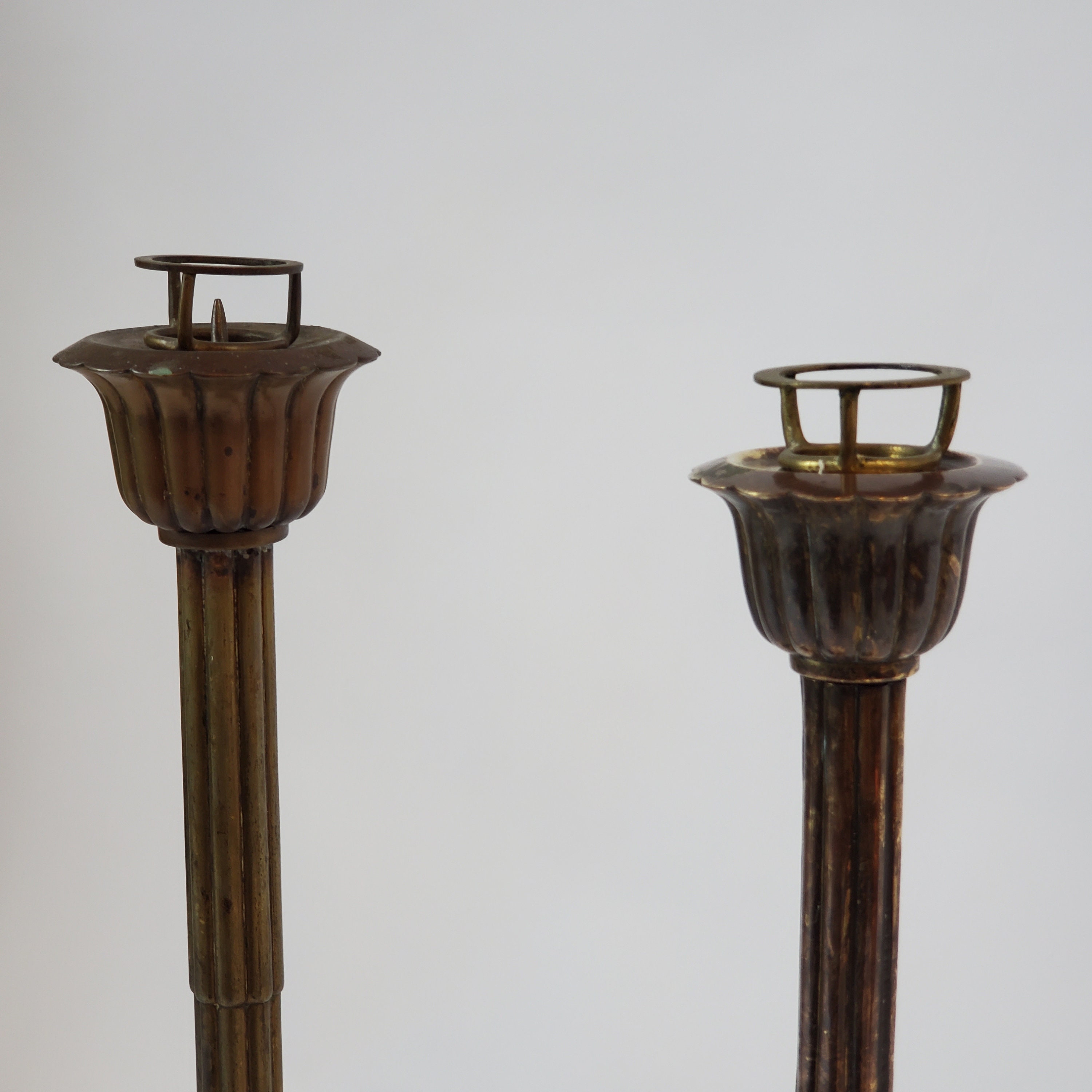 Antique Japanese Candle Holder, Not Polished, Brass. 1860s