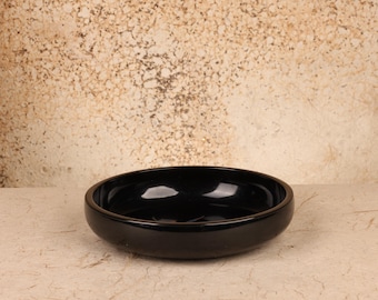 Vintage Japanese Black Lacquer Bowl with Ho-o Phoenix Motif, Designed by Yamamoto Kansai, Late Showa (1966-1989) | SKU: 26M-142-2