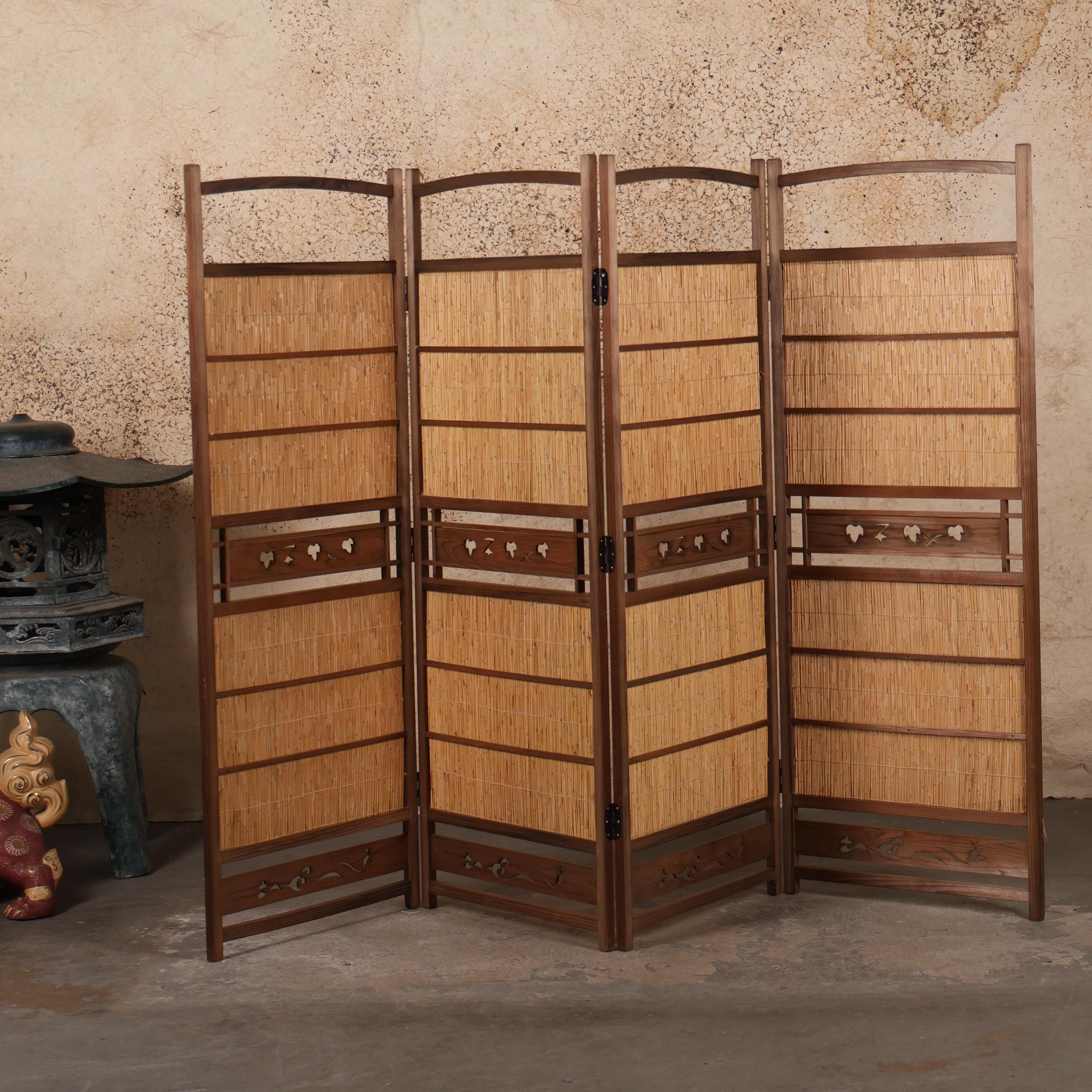 ☆ヴィンテージ☆4面パーテーション☆ハンドペイント☆ Vintage Japanese 4 Panel Dividers - Etsy