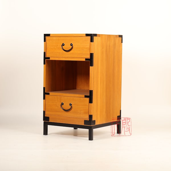 Japanese style night stand, hand made with solid kiri wood. (KB30)