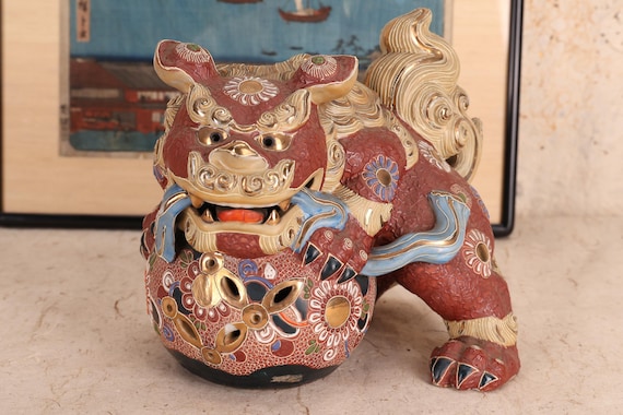 Japanese Shishi Lion Kutani Okimono Display Statue (25M-321-1) - Etsy