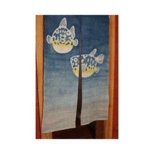 traditional linen noren, door way curtain. (07DA02A) 35"W x 59"L
