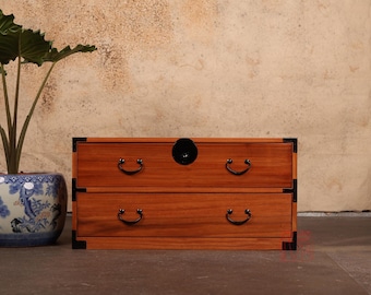 Japanese style kiri wood 2 drawers clothing chest, dresser, isho dansu. (KB26)