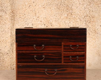 Vintage Japanese Haribako Sewing Box, Early Showa 1927-1945 | SKU: 26M-777-3