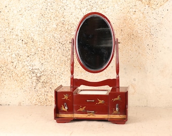Vintage Japanese Red Lacquer Kyodai Mirror (25S-717) Detachable