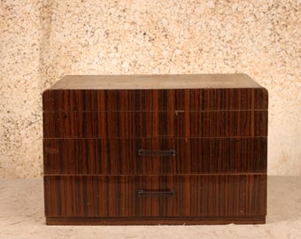Vintage Japanese Wood Veneer Personal Storage Box with Drawers, Early Showa 1927-1945 | SKU: 26M-777-2