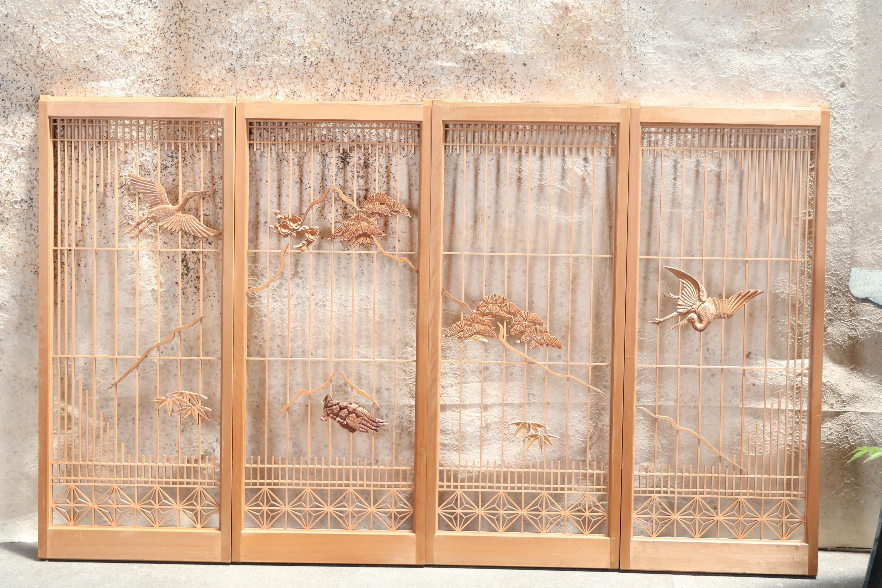 Shin shin様LINEN & DECOR×avec deuxclefs Vintage Japanese Shoin 4 Panels Ranma Lattice (25M-438) - Etsy