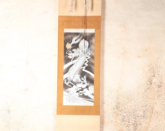 Vintage Japanese Scroll Painting Dragon Kakejiku — Paper (SKU: 0509-1)