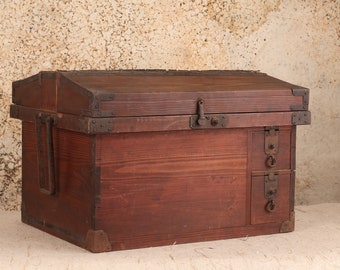 Antique Rare Japanese Choba Tansu Chest / trunk (23M-D116)