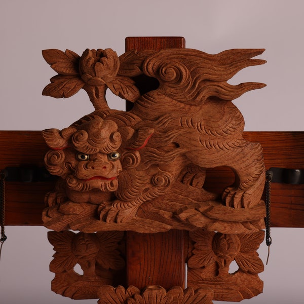 Japanese Wooden Shishi Carving (21M-637)