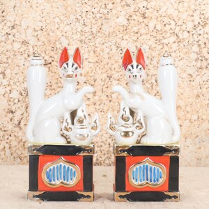 【ヴィンテージ】　ARABIA　フィギュリン　FOX Antique Japanese Inari Fox Pair 10