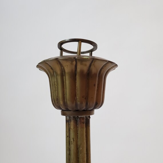 Antique Japanese Candle Holder, Not Polished, Brass. 1860s