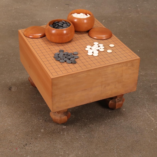 Japanese Sugi Wood Go Board Game Set with Stones