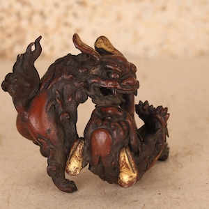 Vintage Japanese Bronze Shishi A Pair (24N-56)