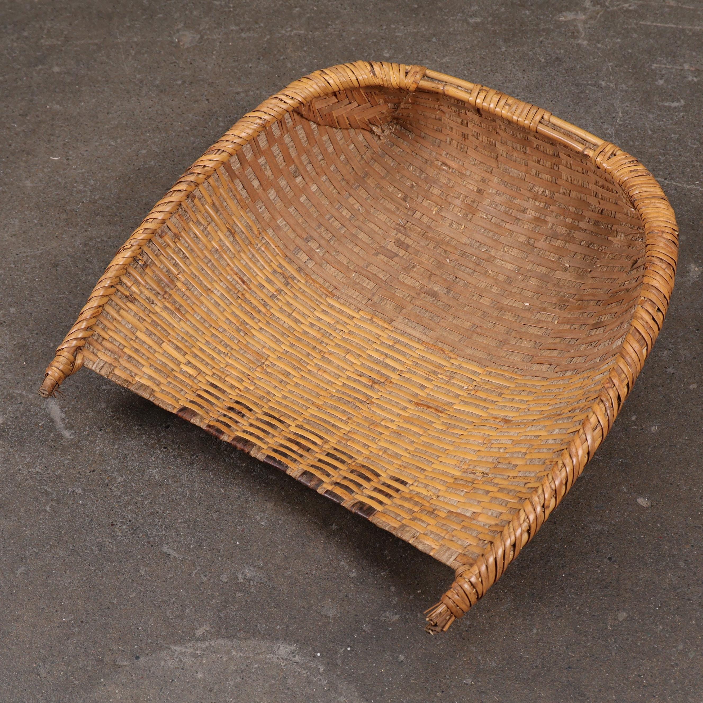 Vintage Shōwa Japanese Furuimi Woven Harvest Basket, 1950s (SKU