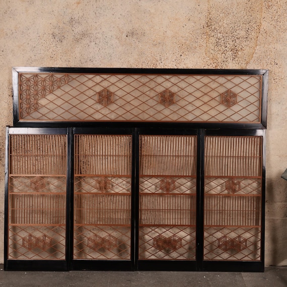 新品 格子 組子 欄間 書院戸 4枚セット 建具 11 新品 格子 組子 欄間 書院戸 4枚セット 建具 6 檜の書院建具