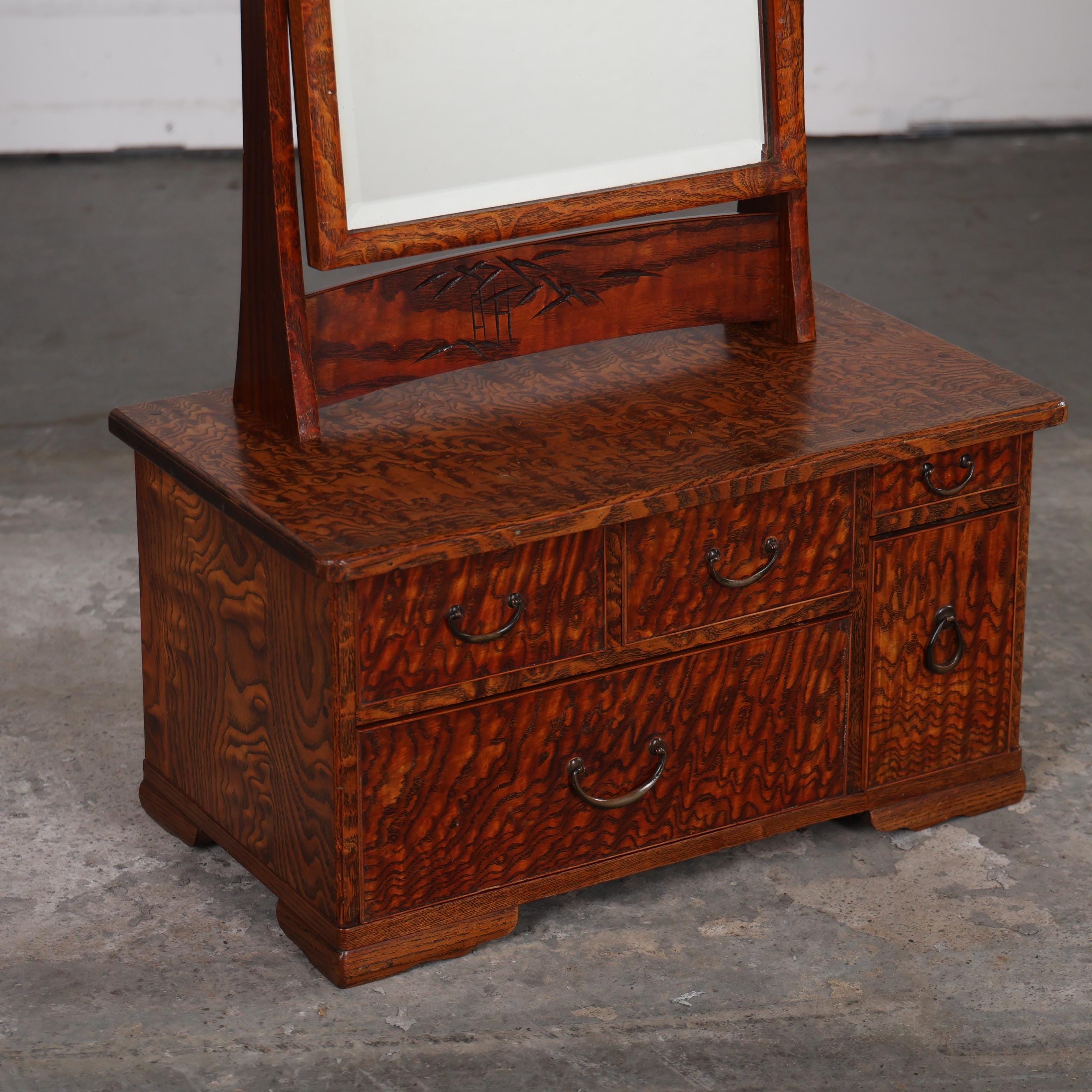 Antique Japanese Mirror Chest — Wood, 1920, Taisho Era (SKU: 25D