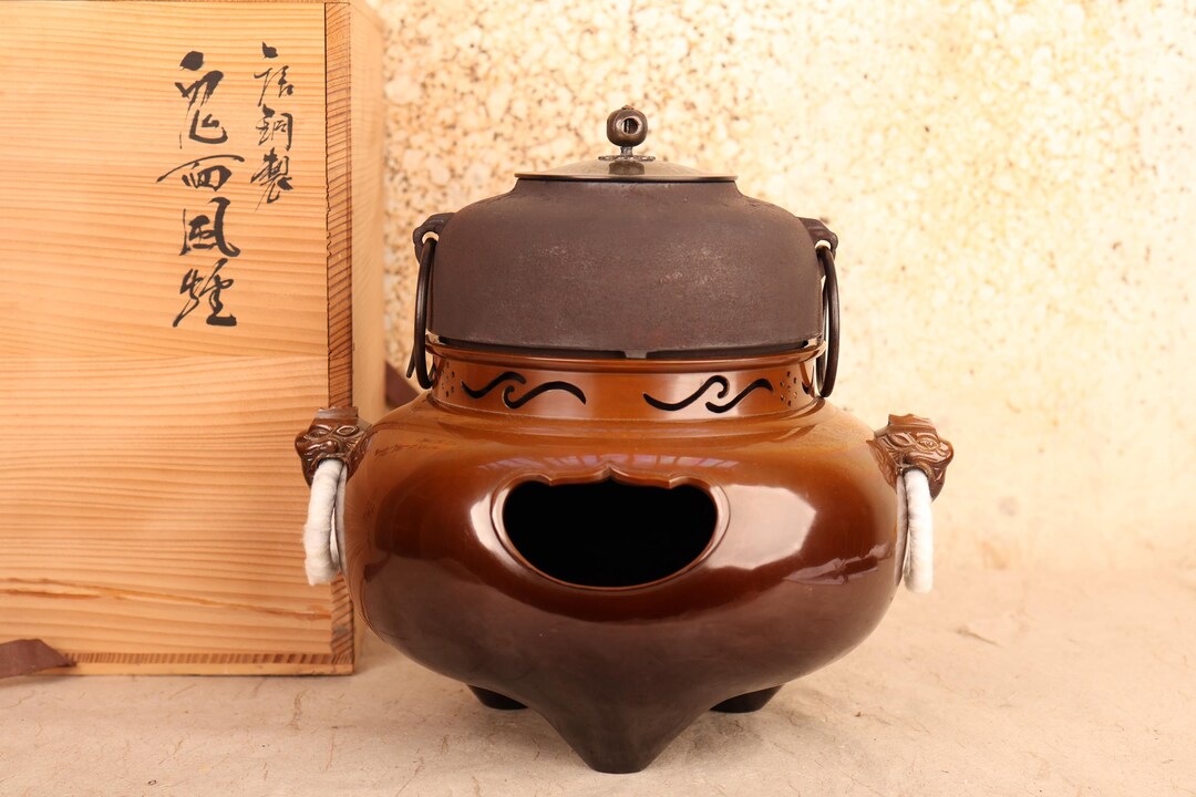 茶道具　風炉 茶道具 風炉＆釜＆五徳セット 3点セット 面取風炉＆阿弥陀堂釜