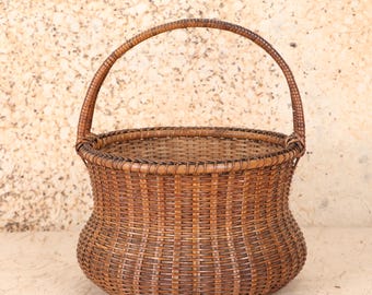 Vintage japanischer Bambuskorb, 1950, Showa Ära (SKU: 25S-569)