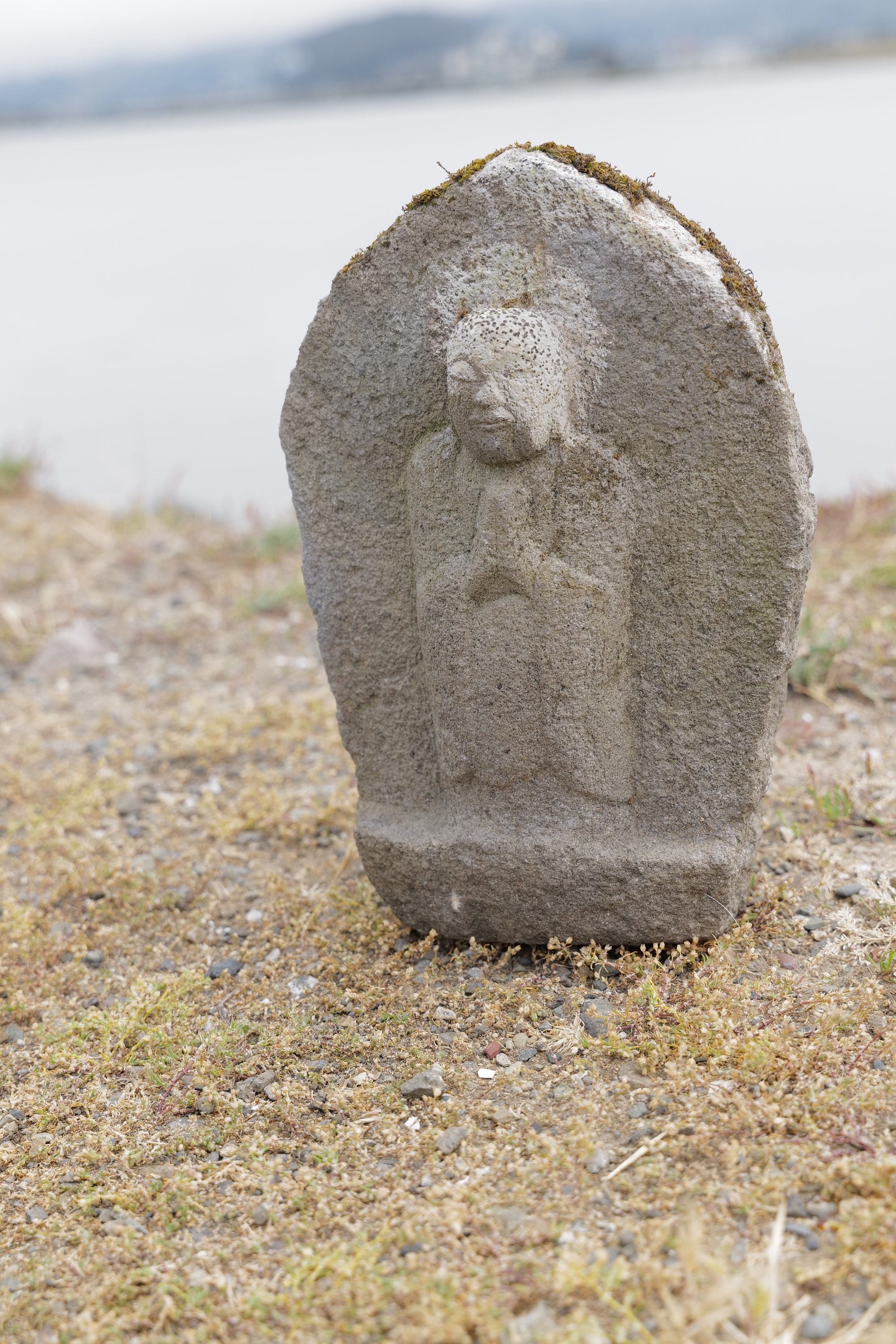 Antique Japanese Stone Jizo Statue. (24A-74)