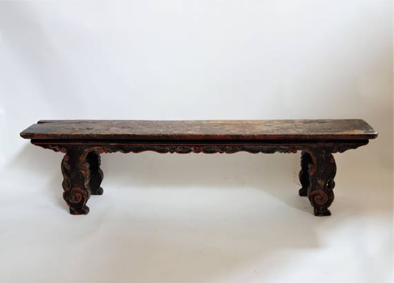 Antique Chinese Bench Solid Elm Wood Free Shipping Etsy