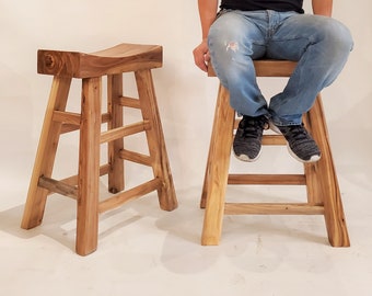 26 1/2 tall bar stool, solid reclaimed elm wood stool, handmade.