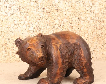 Vintage Japanese Carved Wood Ainu Bear Sculpture, Late Showa (1966-1989) | SKU: 26M-751-5