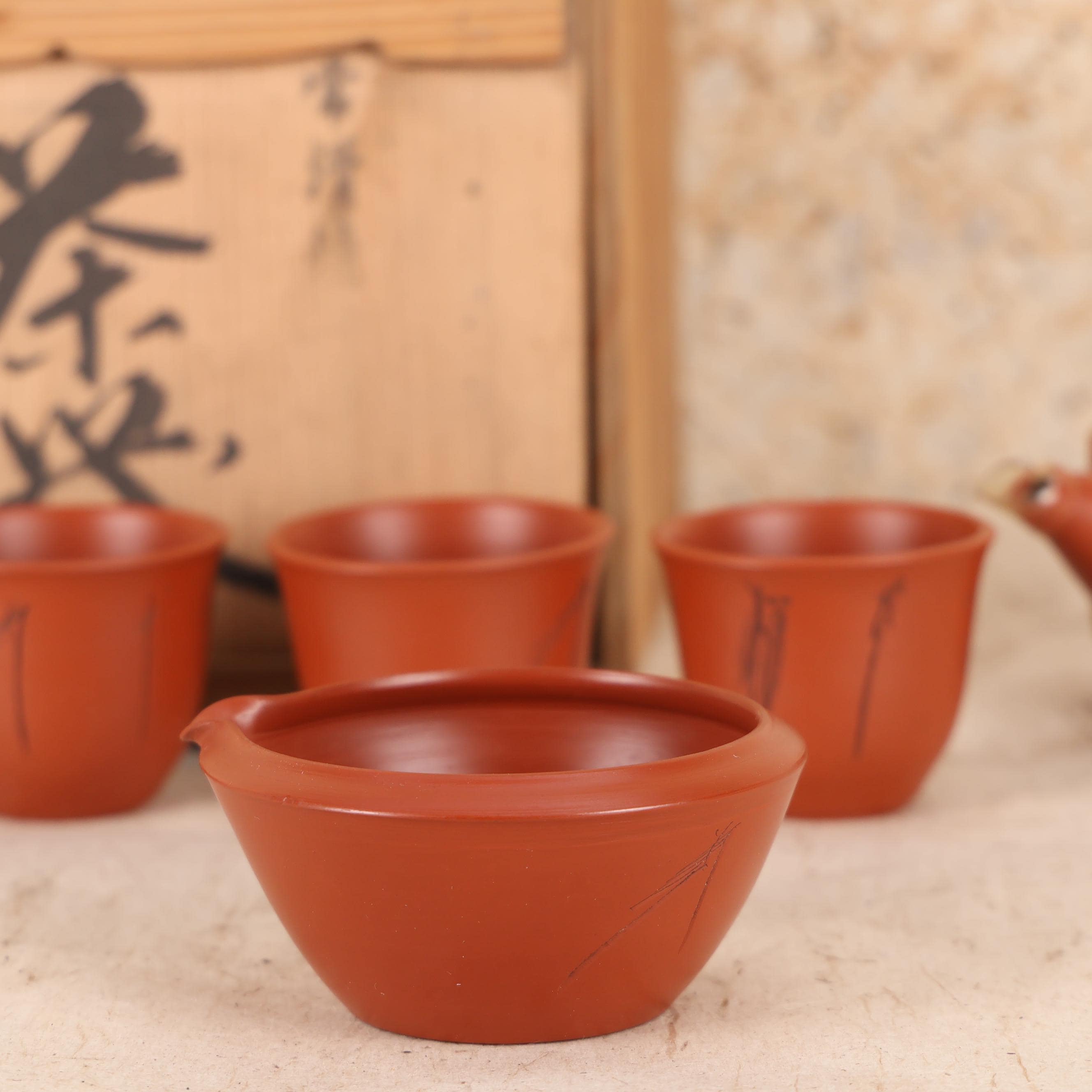 ヴィンテージ 常滑焼 煎茶器セット 木製収納箱付き (25 M-341-2