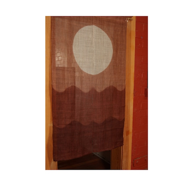 Cortina tradicional de lino tipo noren para puerta (AA2) 89 cm de ancho x 140 cm de largo