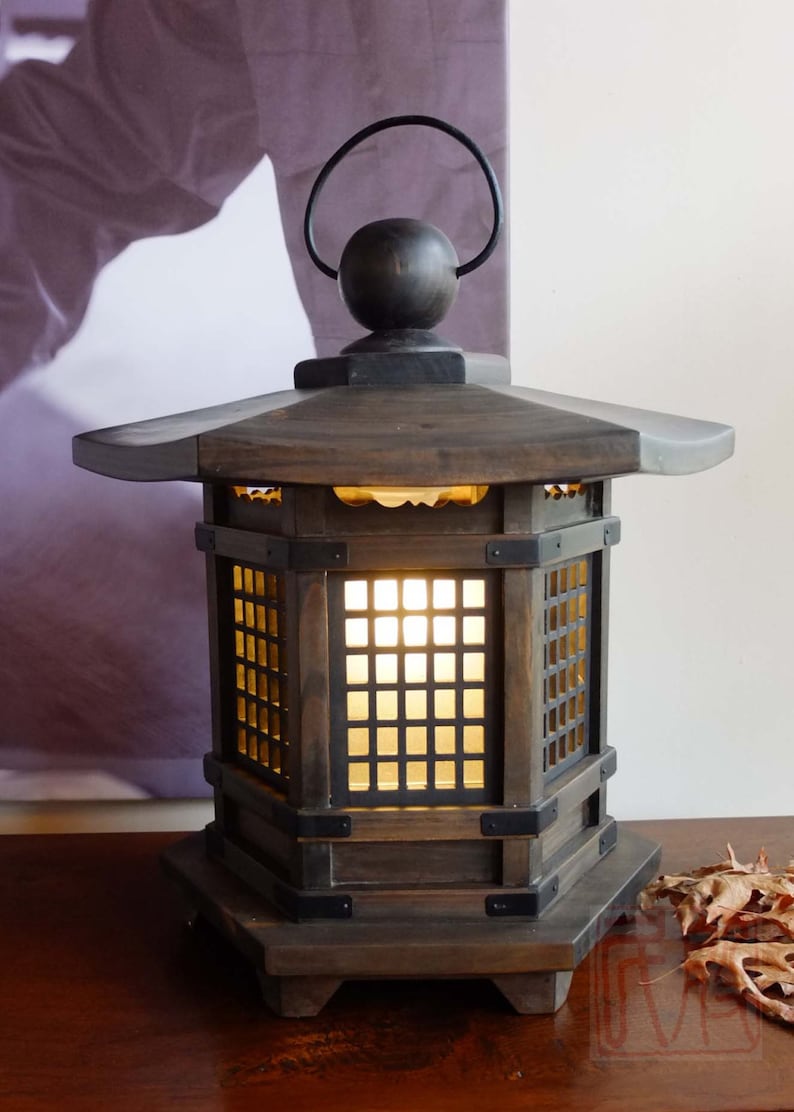 Japanese style lantern, made of solid fir wood. WL1 image 5