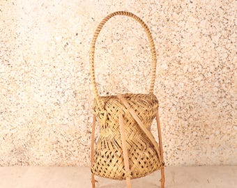 ヴィンテージ 日本製 リュックサック バスケット — 竹製、1960年、昭和