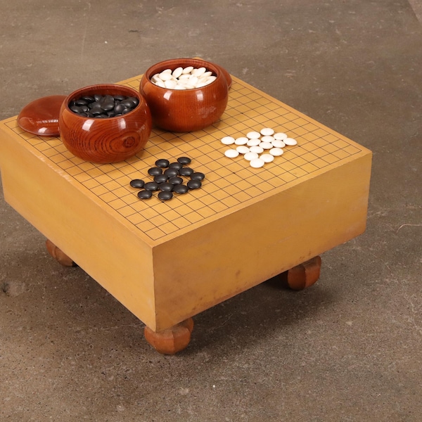 Japanese Sugi Wood Go Board Game Set with Stones