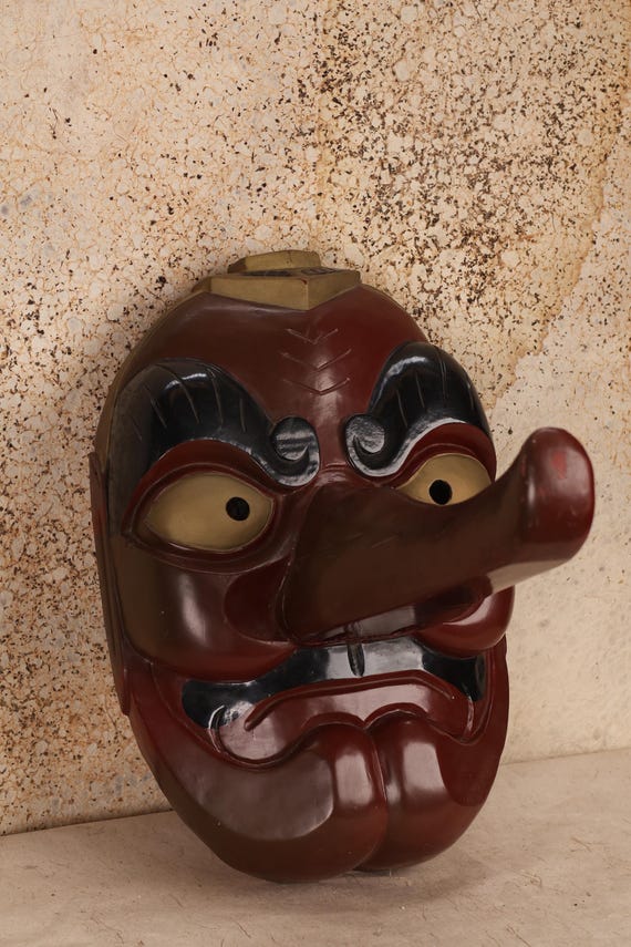 GIANT Japanese Large Wooden Tengu Mask (24J-506)