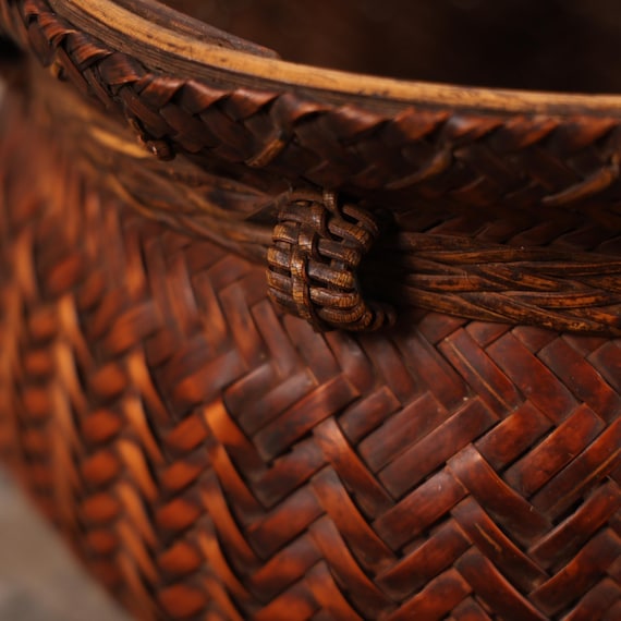 Antique Japanese Bamboo Basket - 1920s Taisho Era (25D-351) - Etsy