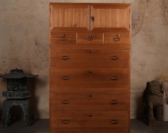Antique Japanese Three Section Kimono Tansu Clothing Chest, 1912 - 1926 (Taisho) | SKU: 26M-A051