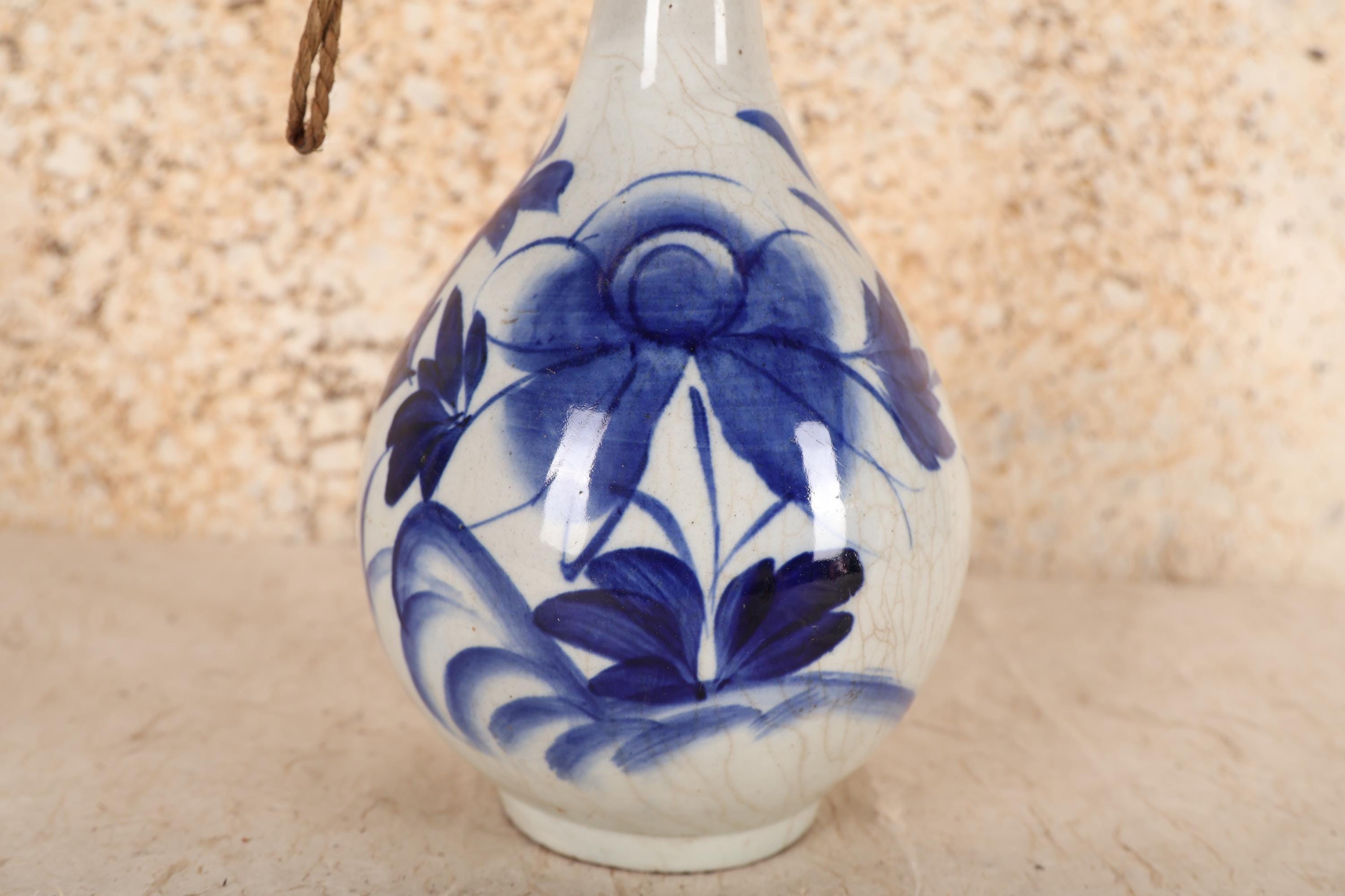 Antique Japanese Blue & White Sake Bottle — 1880s, Meiji Era (SKU