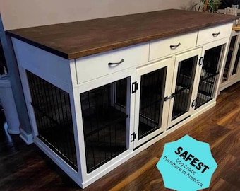 Metal unlike the rest! Watch video on shop page to see why!!! Dog crate furniture with Swing Doors (double crate/two dogs)