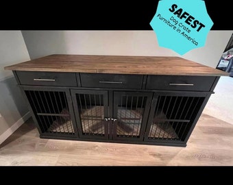 Metal unlike the rest! Watch video on shop page to see why!!! Dog crate furniture with Swing Doors (double crate/two dogs)