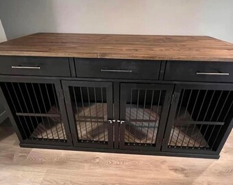 Metal unlike the rest! Watch video on shop page to see why!!! Dog crate furniture with Swing Doors (double crate/two dogs)