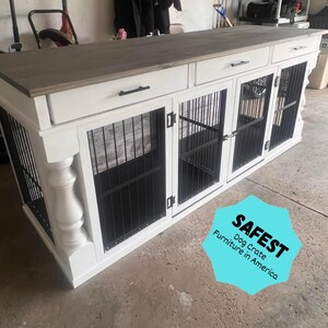 Best pillar crates on the market! Double dog crate furniture with swing doors and decorative pillars. Read details on why